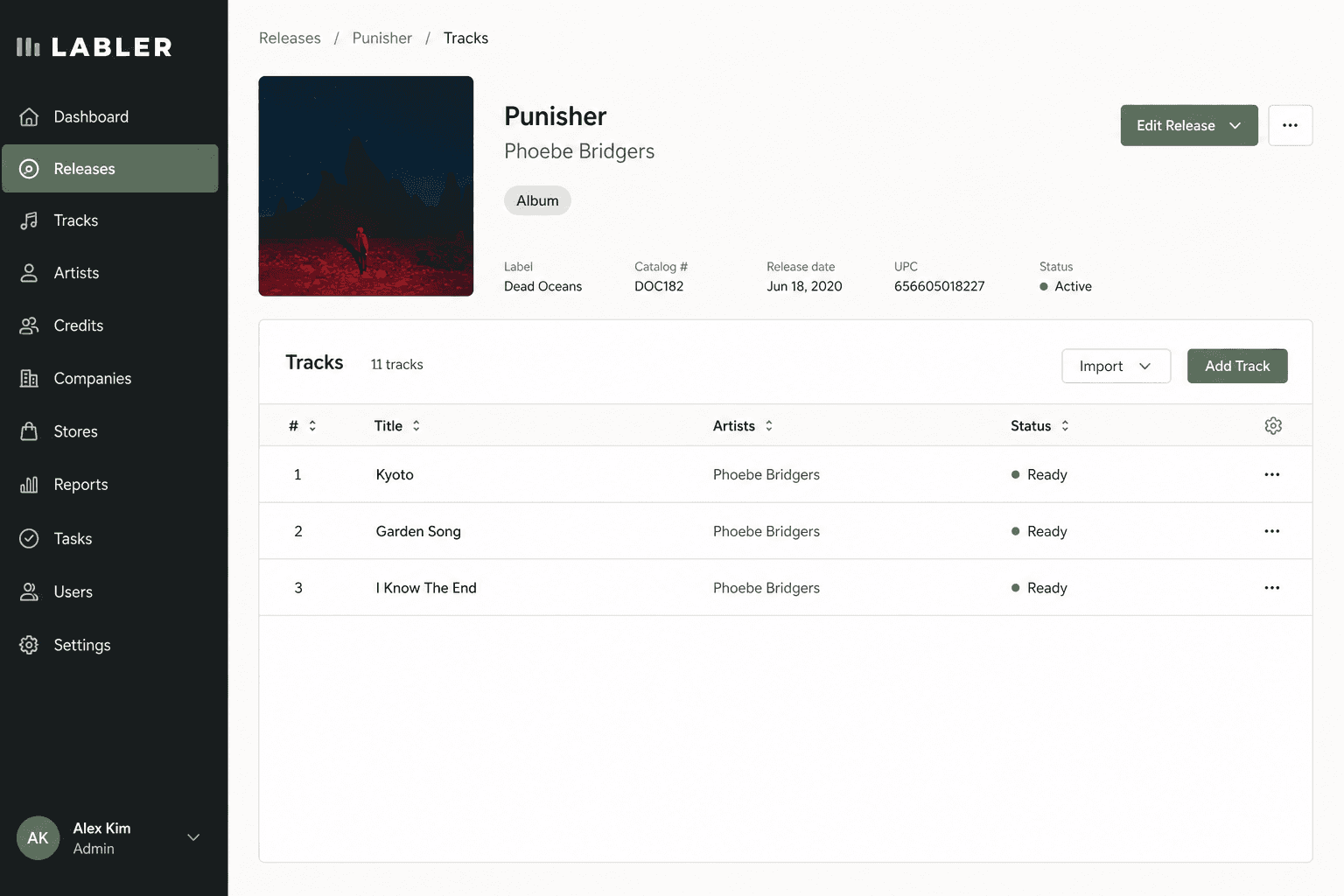 LABLER sporliste med Punisher-spor fra Phoebe Bridgers